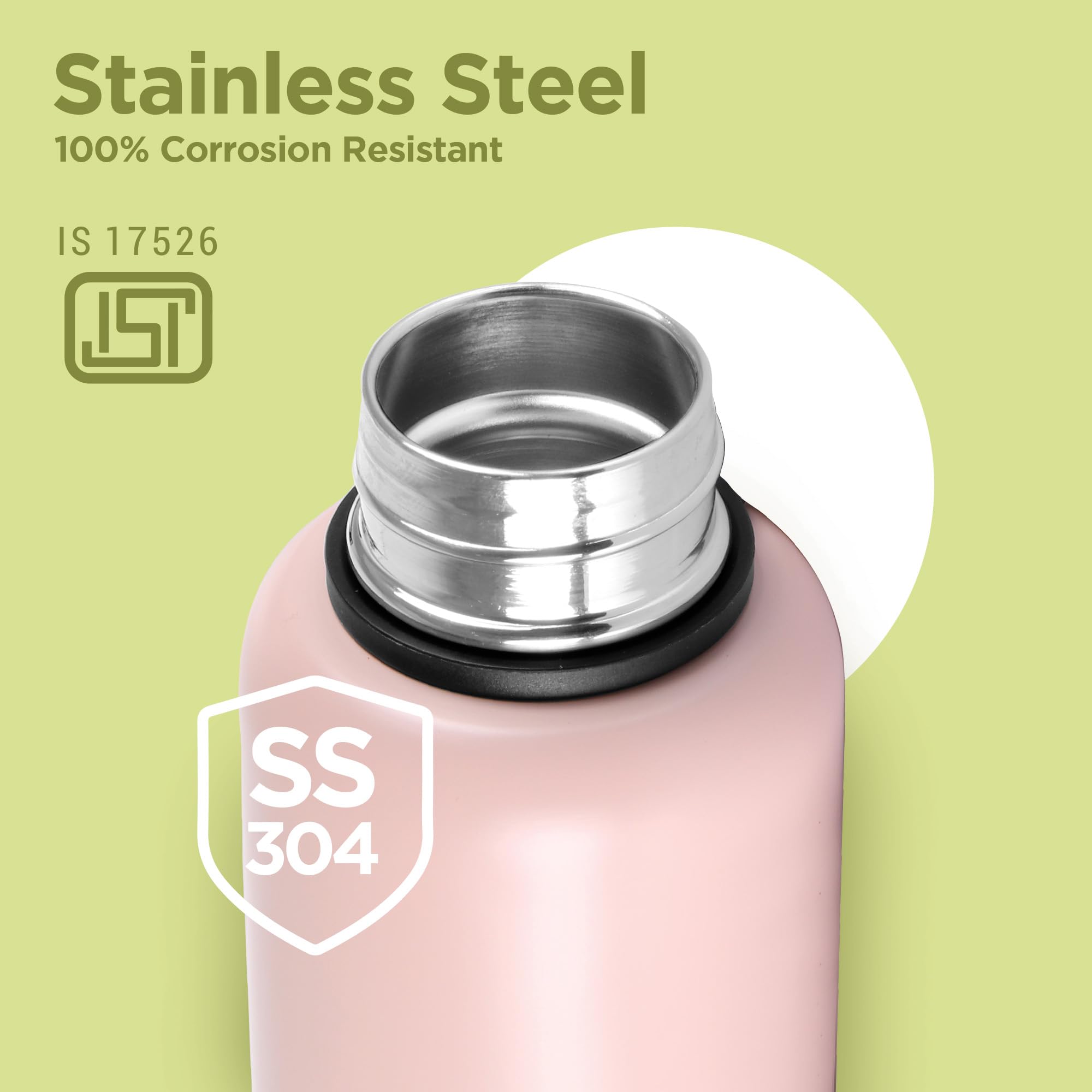 Milton Aura 1000 Thermosteel Bottle, 1.05 litre, Beige | 24 Hours Hot and Cold | Easy to Carry | Rust & Leak Proof | Tea | Coffe